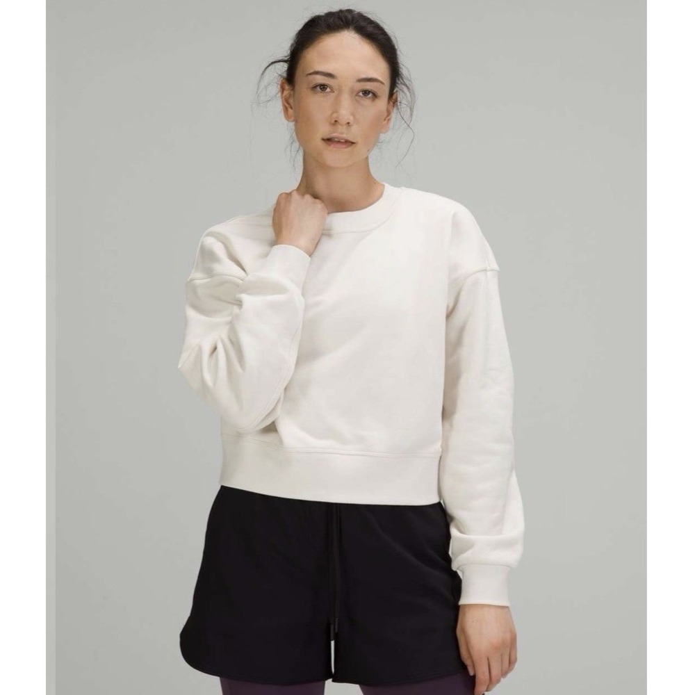 Lululemon Softstreme Perfectly Oversized Cropped Crew Size 6 White Opal Soft